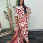 Swiss silk printed kaftan style dress - Red Kaftaan - 3pc
