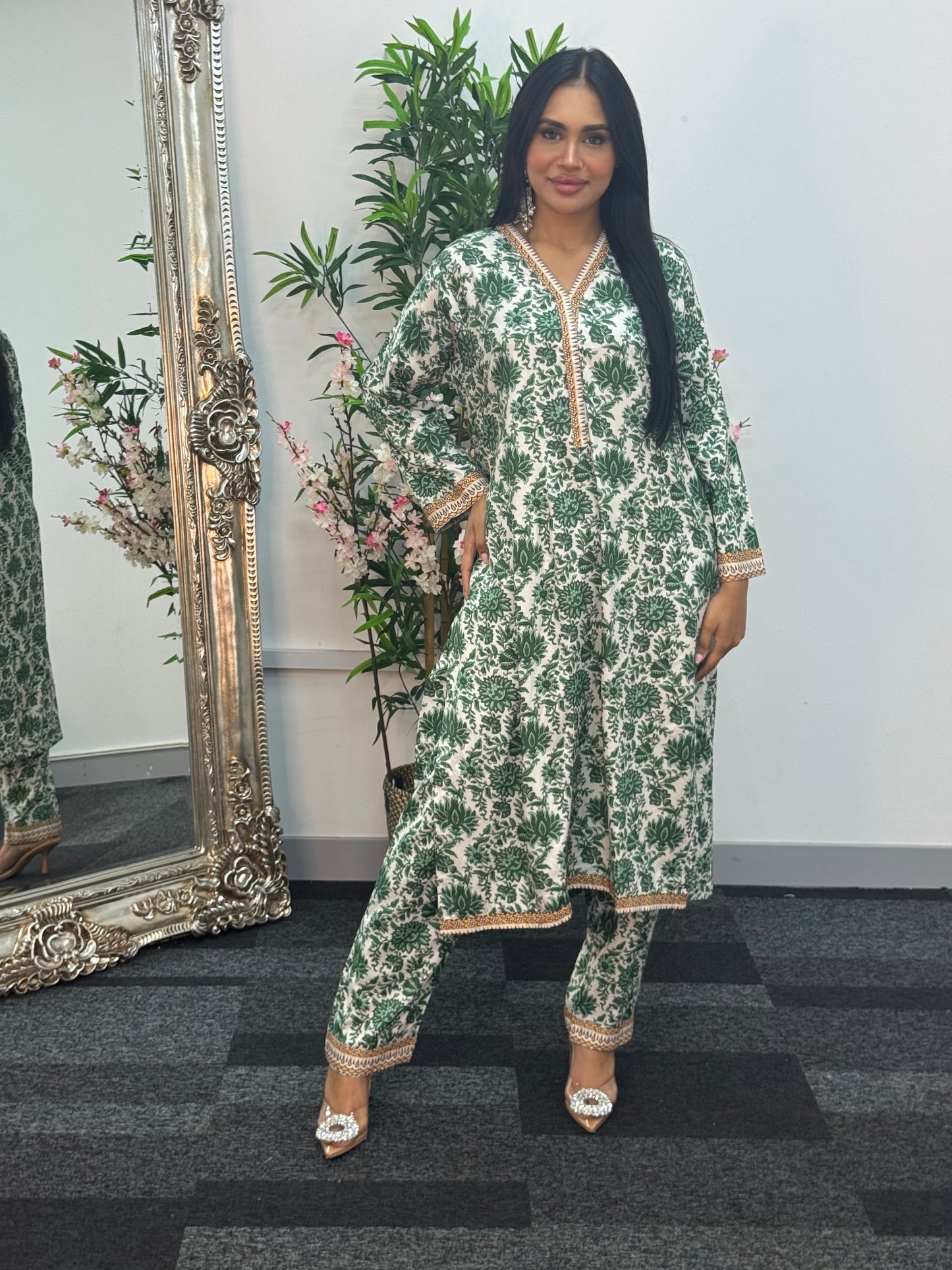 Daily Wear - 2 PC Printed Linen - Green