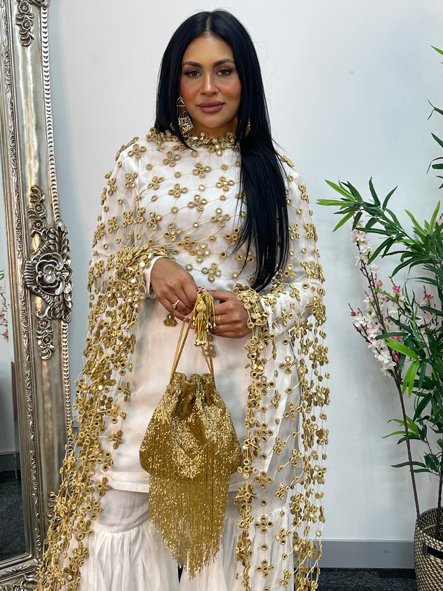 (Preorder 4-5 weeks) Posheeda Sheesh Dupatta with GARARA - Poshida Mirror Dupata -