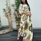 Swiss silk printed kaftan style dress - Green Kaftaan - 3pc