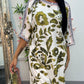 Swiss silk printed kaftan style dress - Green Kaftaan - 3pc