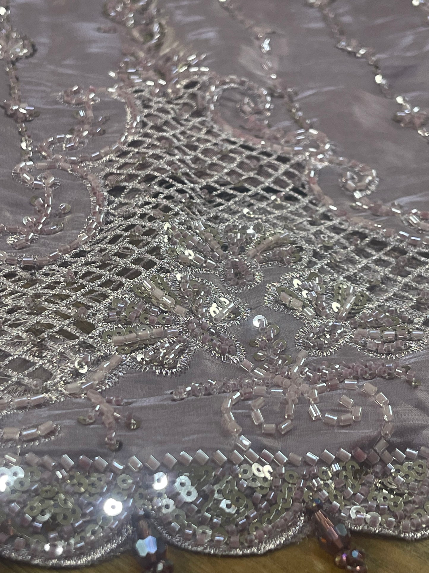 Tara - Korean Silk Cut Dana - Party Wear - CutWork - Pink - taara