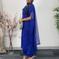 Blue - Floor Length Sleeves - Chiffon Outfit - T