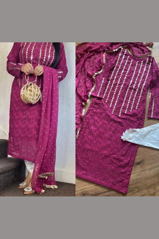 Magenta Crush - Chikankaari Mirror -