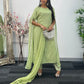 Green - Floor Length Sleeves - Chiffon Outfit - T