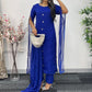 Blue - Floor Length Sleeves - Chiffon Outfit - T