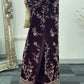 “Makhmal” Plum Velvet Cutdana - Party Wedding Outfit - AA