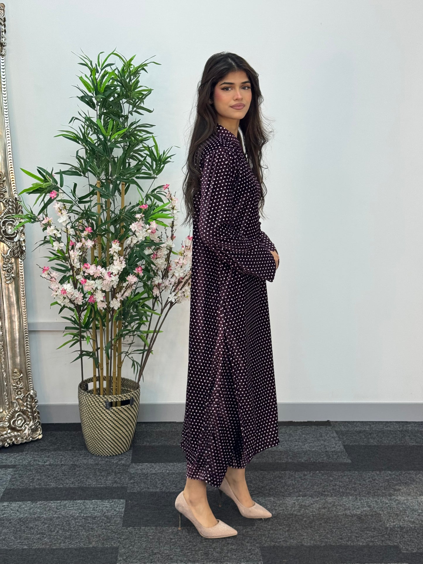 Polka Dots - plum  purple- Shaneel Velvet