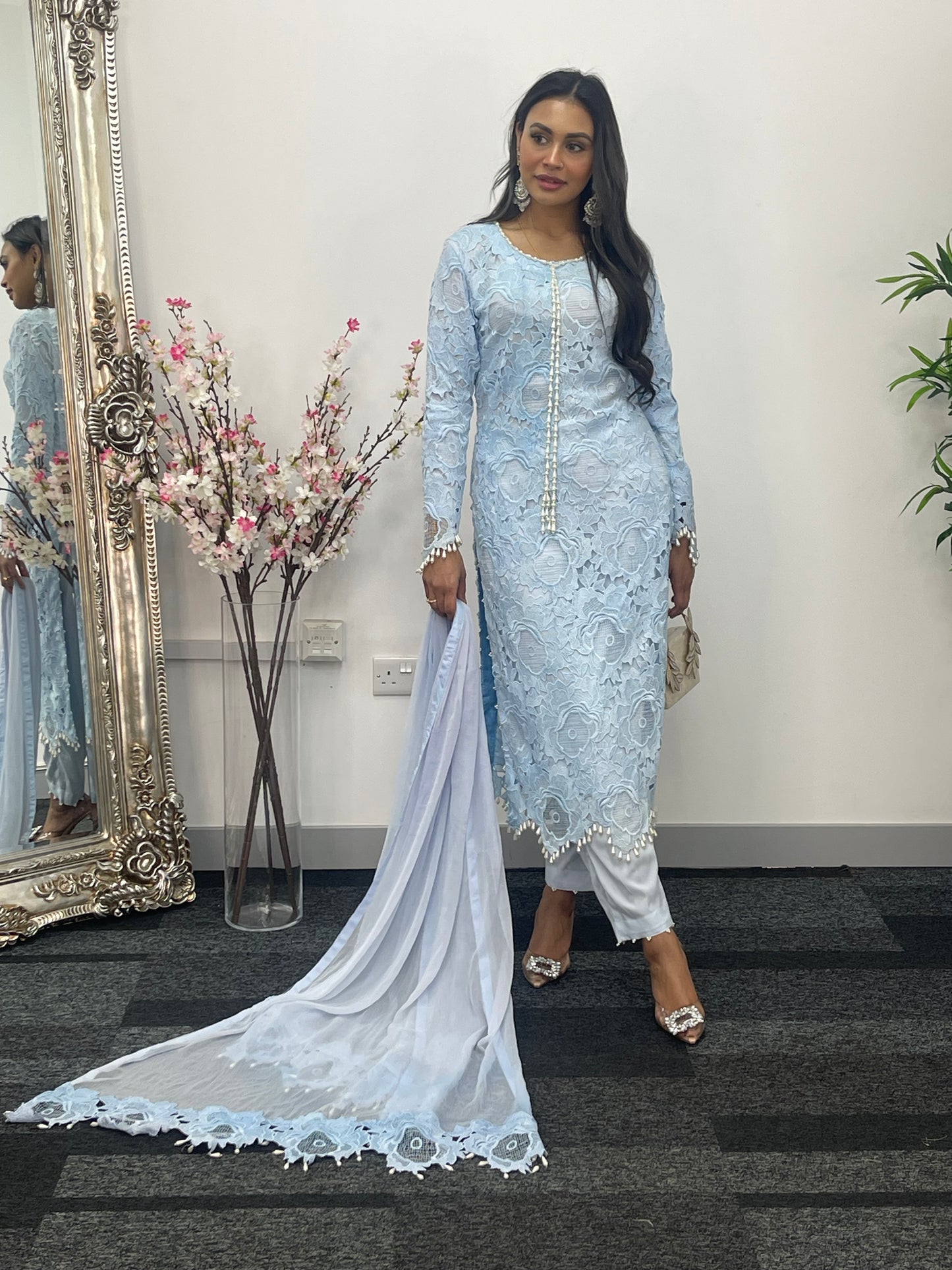 Lacy Crochet - diya - Blue - dia