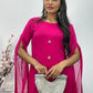 Hot Pink - Floor Length Sleeves - Chiffon Outfit - T