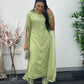 Green - Floor Length Sleeves - Chiffon Outfit - T