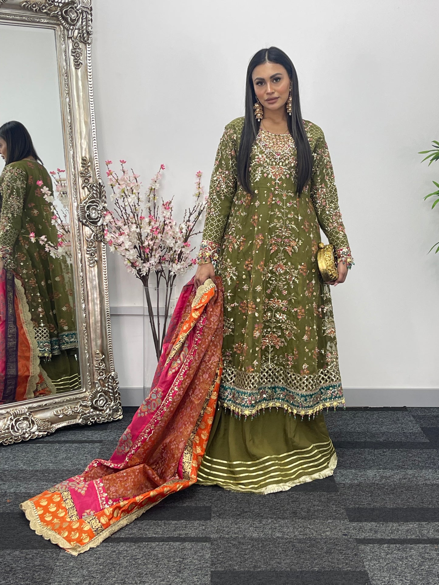 Mehndi - Maria B Inspired Maxi Lehnga -