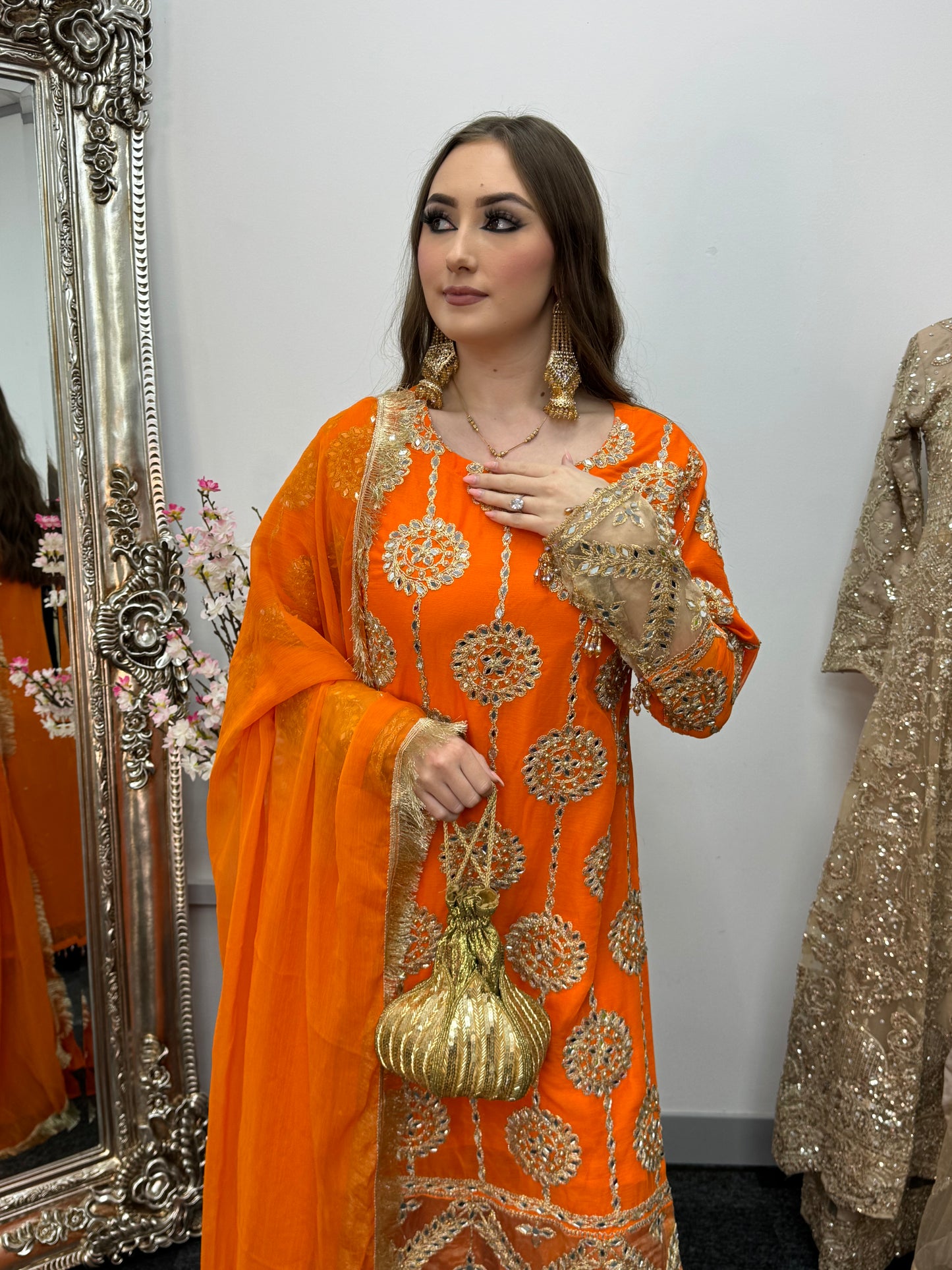 Kiran - Sheesha Sharara - Orange - Mehndi outfit - Party wear- AF