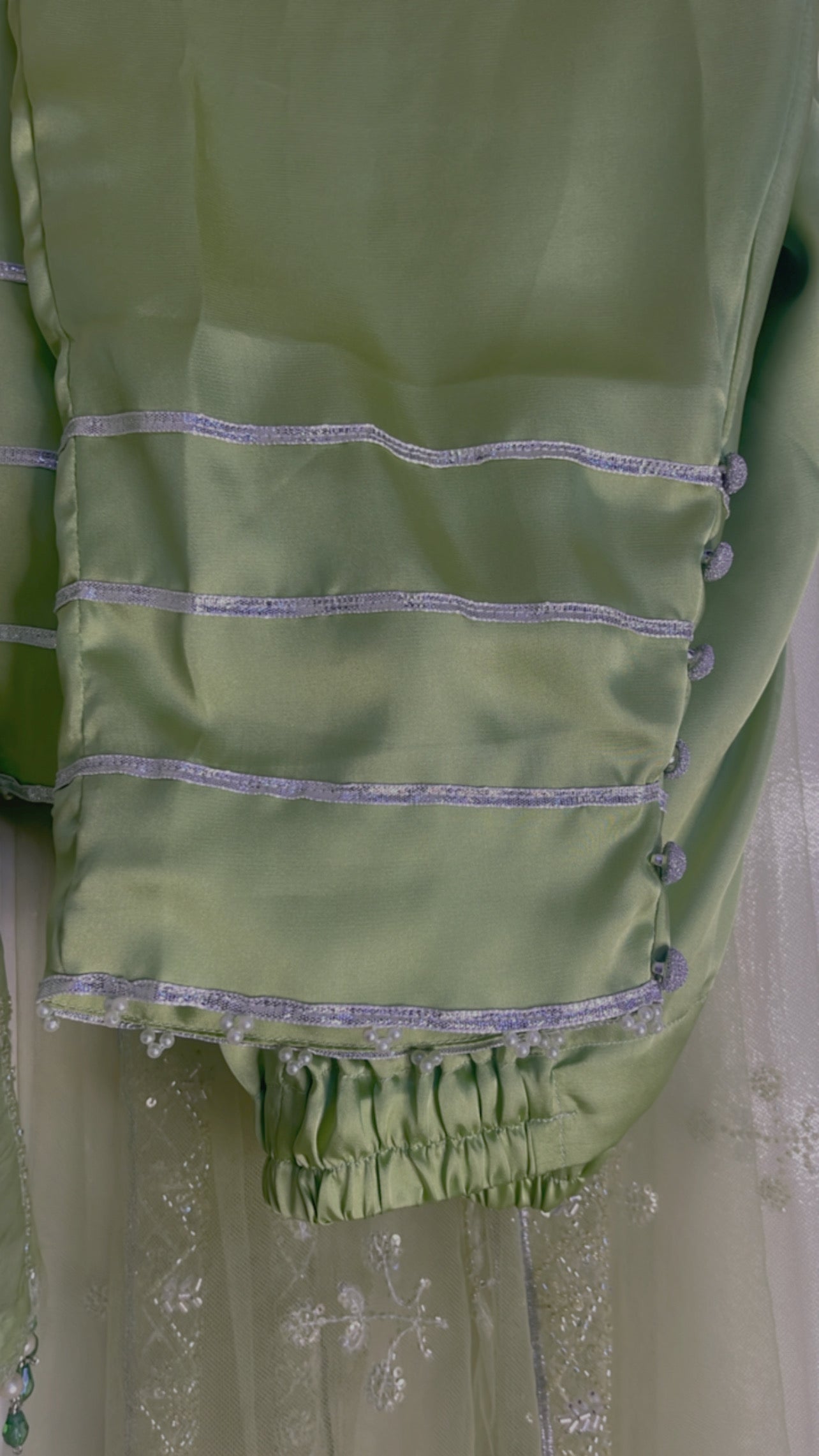 Ronaq- Korean Silk Cut Dana - Party Wear - Mint Green