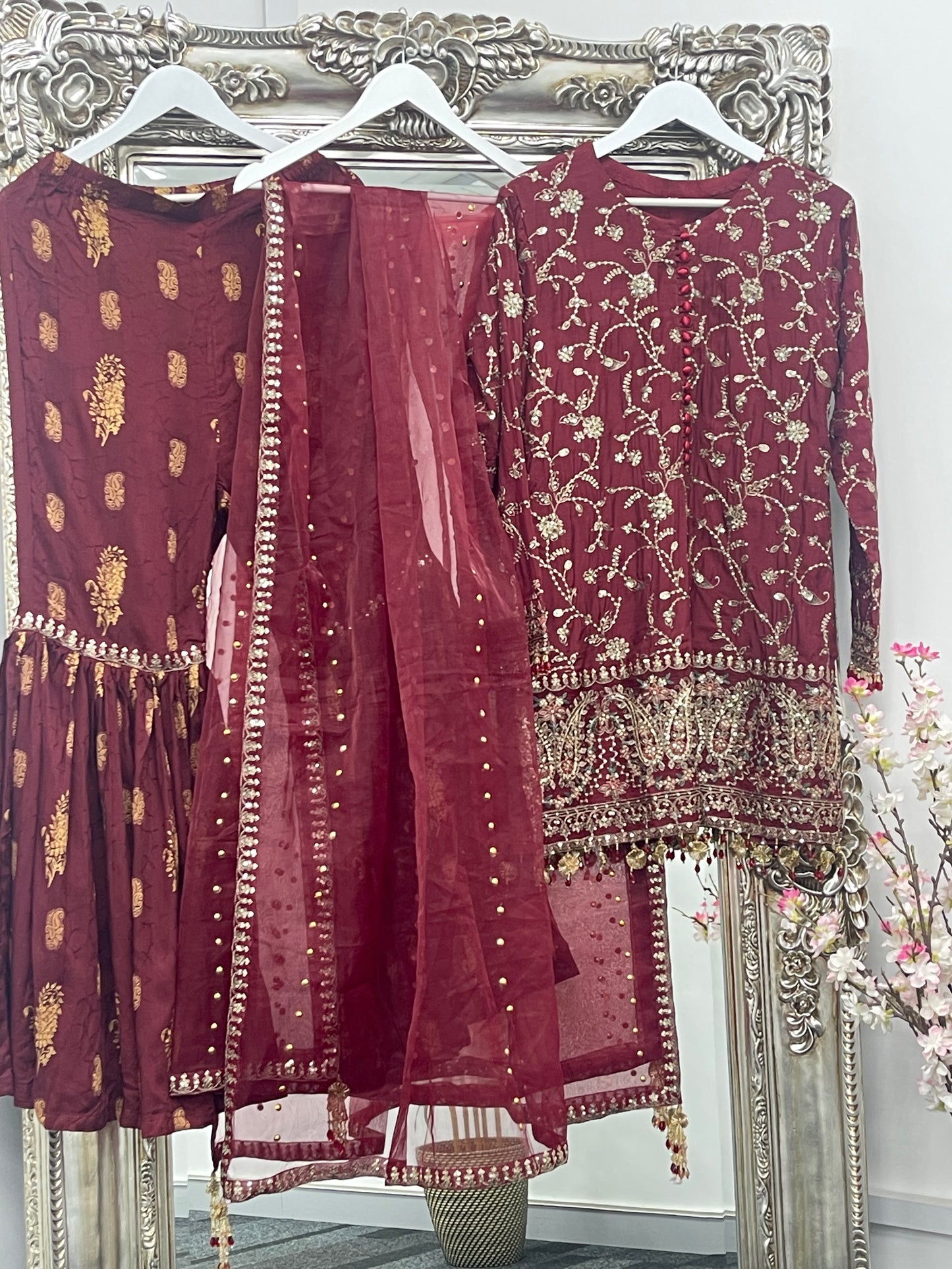 “Dulhan” Maria B Inspired - Maroon Garara - R
