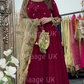 (Pre Order 3/4 Weeks) “GUL BANO” - Hand Painted Dupatta with Hand Work -Anarkali - Maroon Gold - Noor
