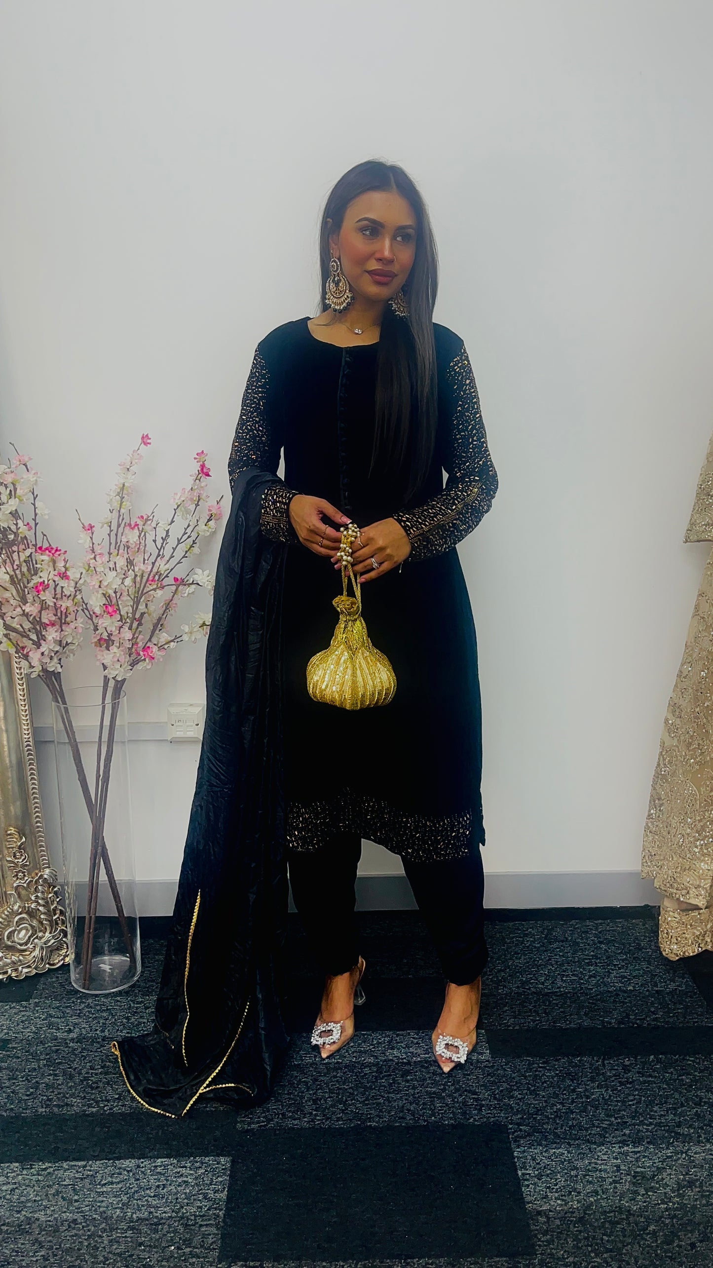 Swarovski Velvet- 3 pc - Winter Collection - Black -AA