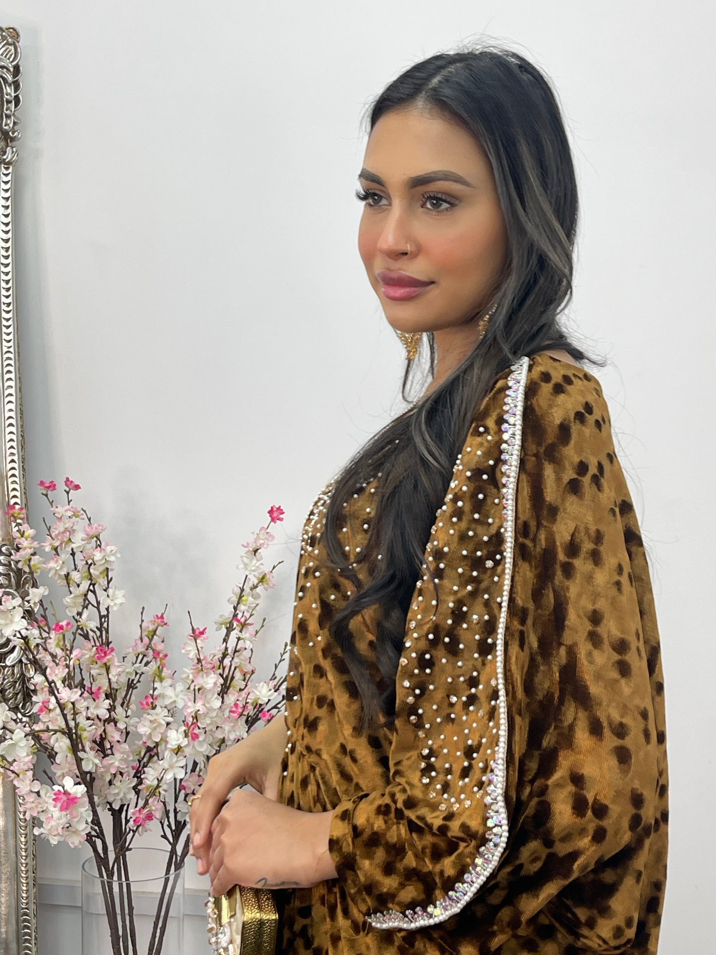 Coffee Brown Kaftaan - Diamond Kaftan - Velvet AA
