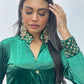 Sona l Green Silk Velvet - Party Outfit l AA