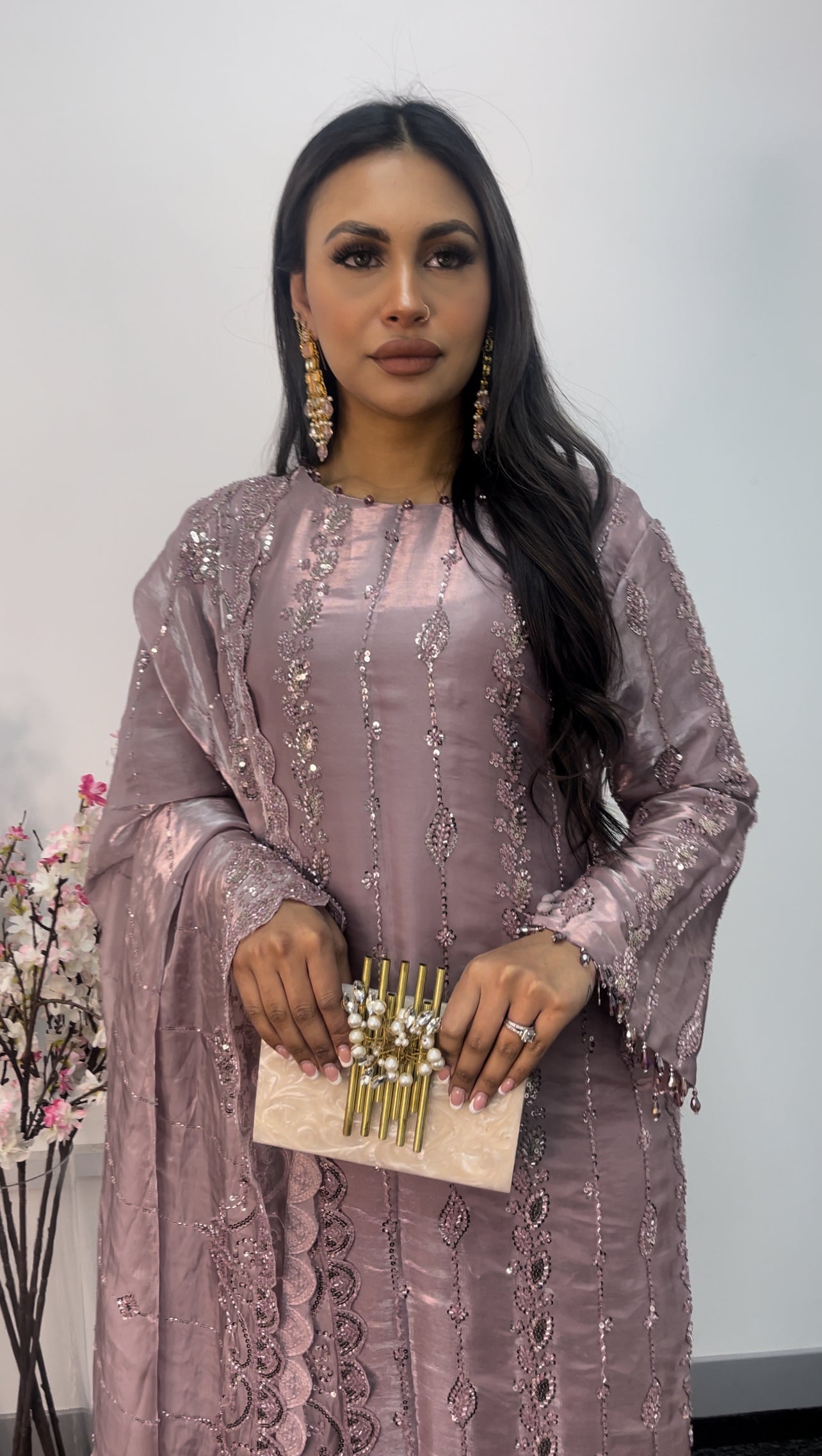 Tara - Korean Silk Cut Dana - Party Wear - CutWork - Pink - taara