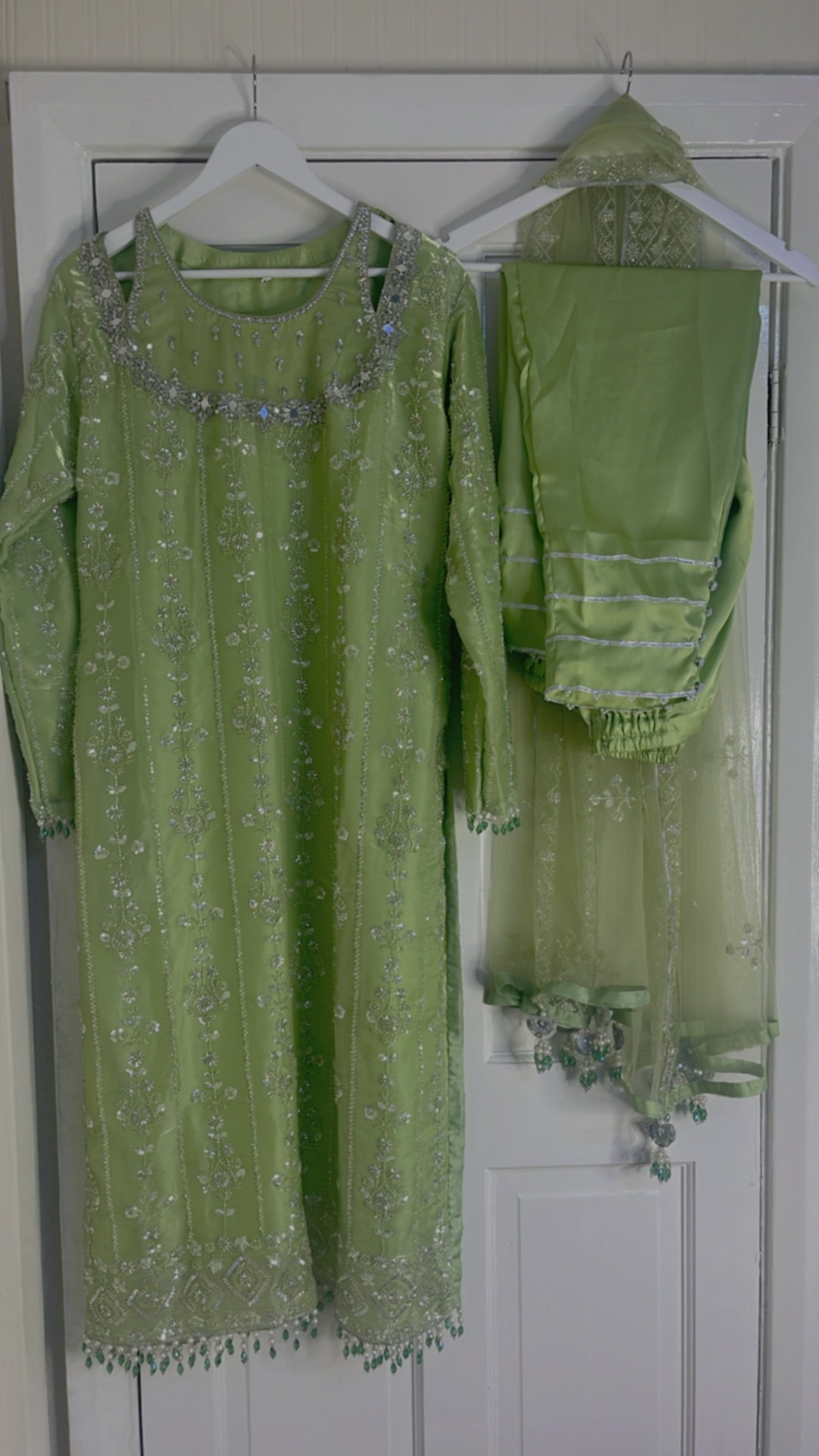 Ronaq- Korean Silk Cut Dana - Party Wear - Mint Green