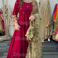(Pre Order 3/4 Weeks) “GUL BANO” - Hand Painted Dupatta with Hand Work -Anarkali - Maroon Gold - Noor