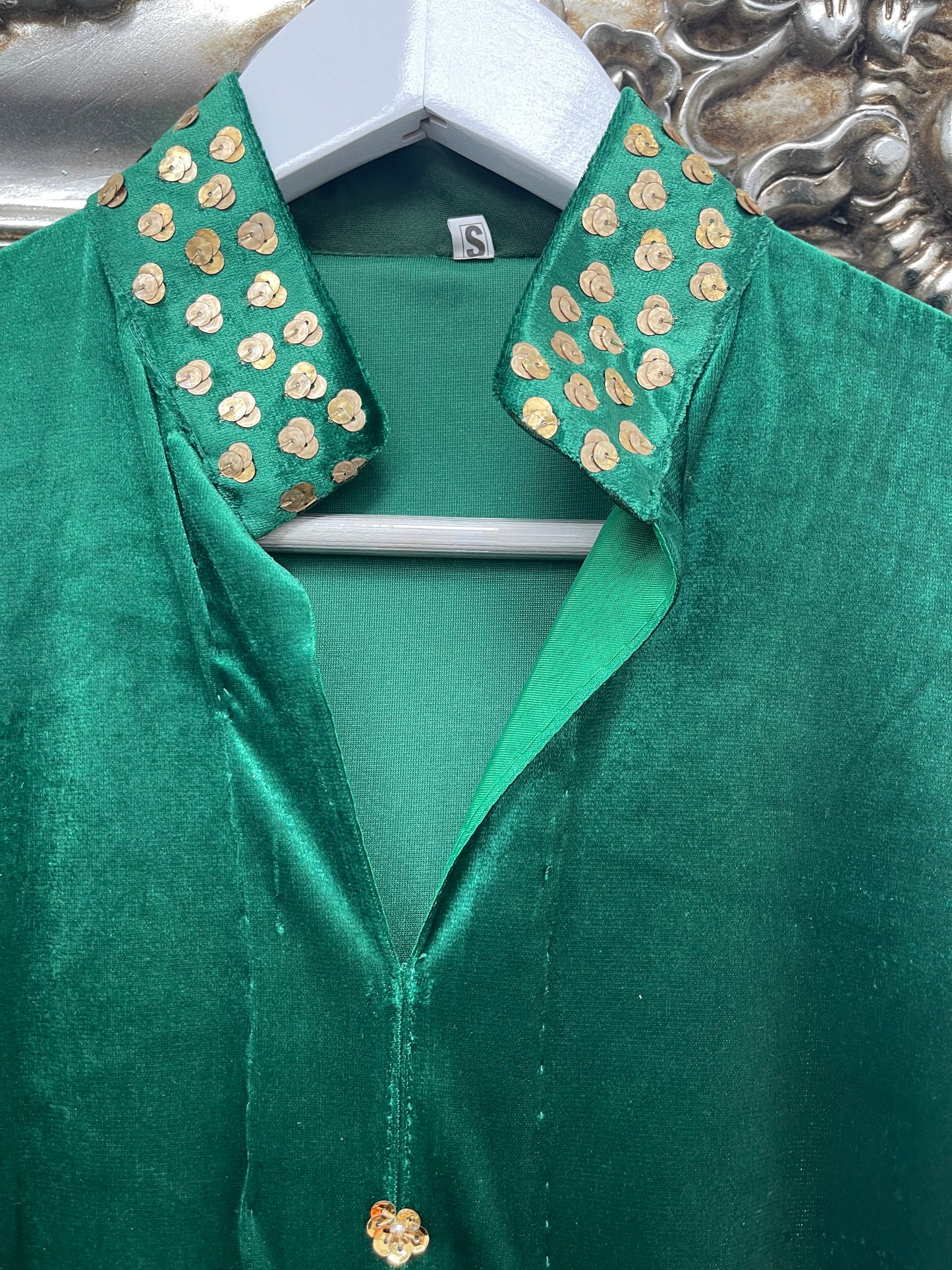 Sona l Green Silk Velvet - Party Outfit l AA