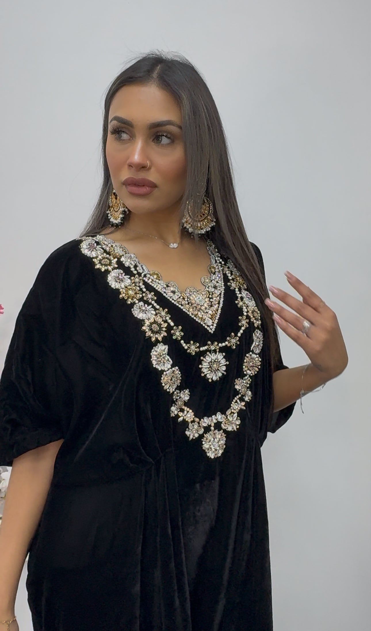 Raat 2 - Black Kaftaan -  Velvet Kaftan - AC