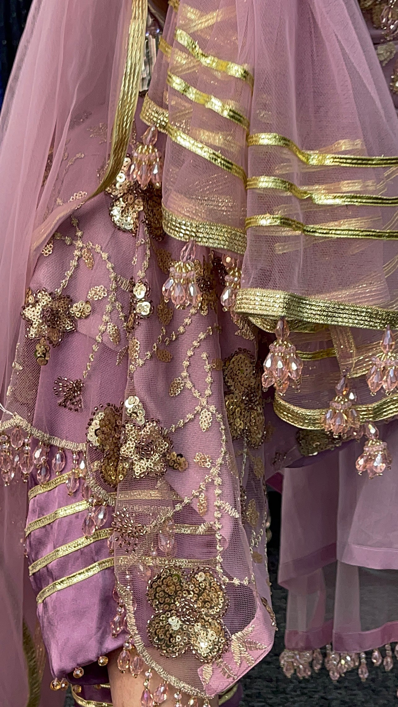 Aatish - Pink Cutdana Net - Lilac Party Outfit