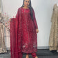 Tara - Korean Silk Cut Dana - Party Wear - CutWork - Maroon - taara