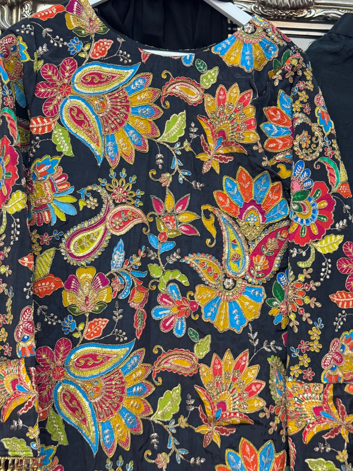 Phoolwari - Armani Silk - Black