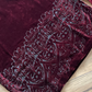 Wine - Sheesha X Velvet Maroon  Plachi Daman with silk dupatta winter