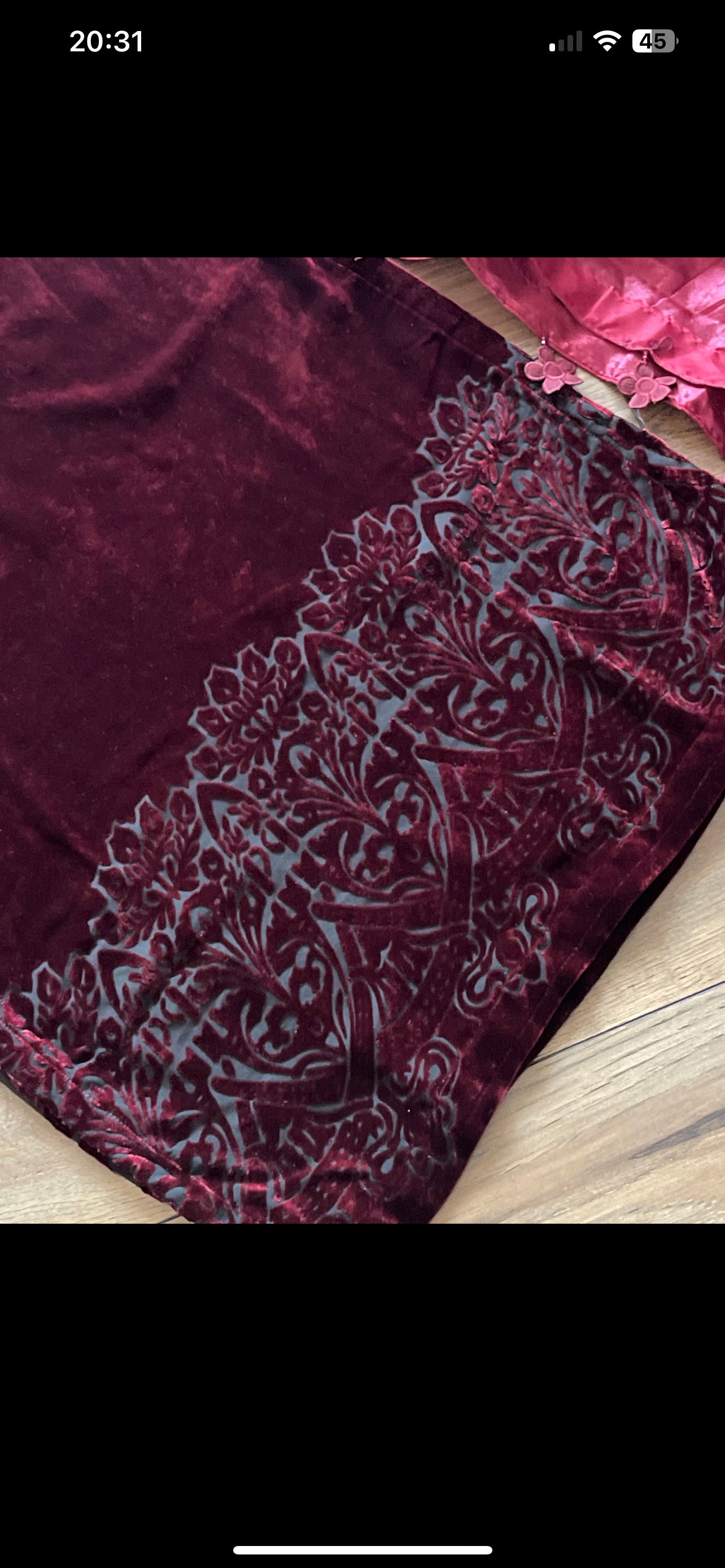 Wine - Sheesha X Velvet Maroon  Plachi Daman with silk dupatta winter