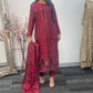 Tara - Korean Silk Cut Dana - Party Wear - CutWork - Maroon - taara