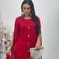 Red - Floor Length Sleeves - Chiffon Outfit - T