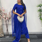 Blue - Floor Length Sleeves - Chiffon Outfit - T