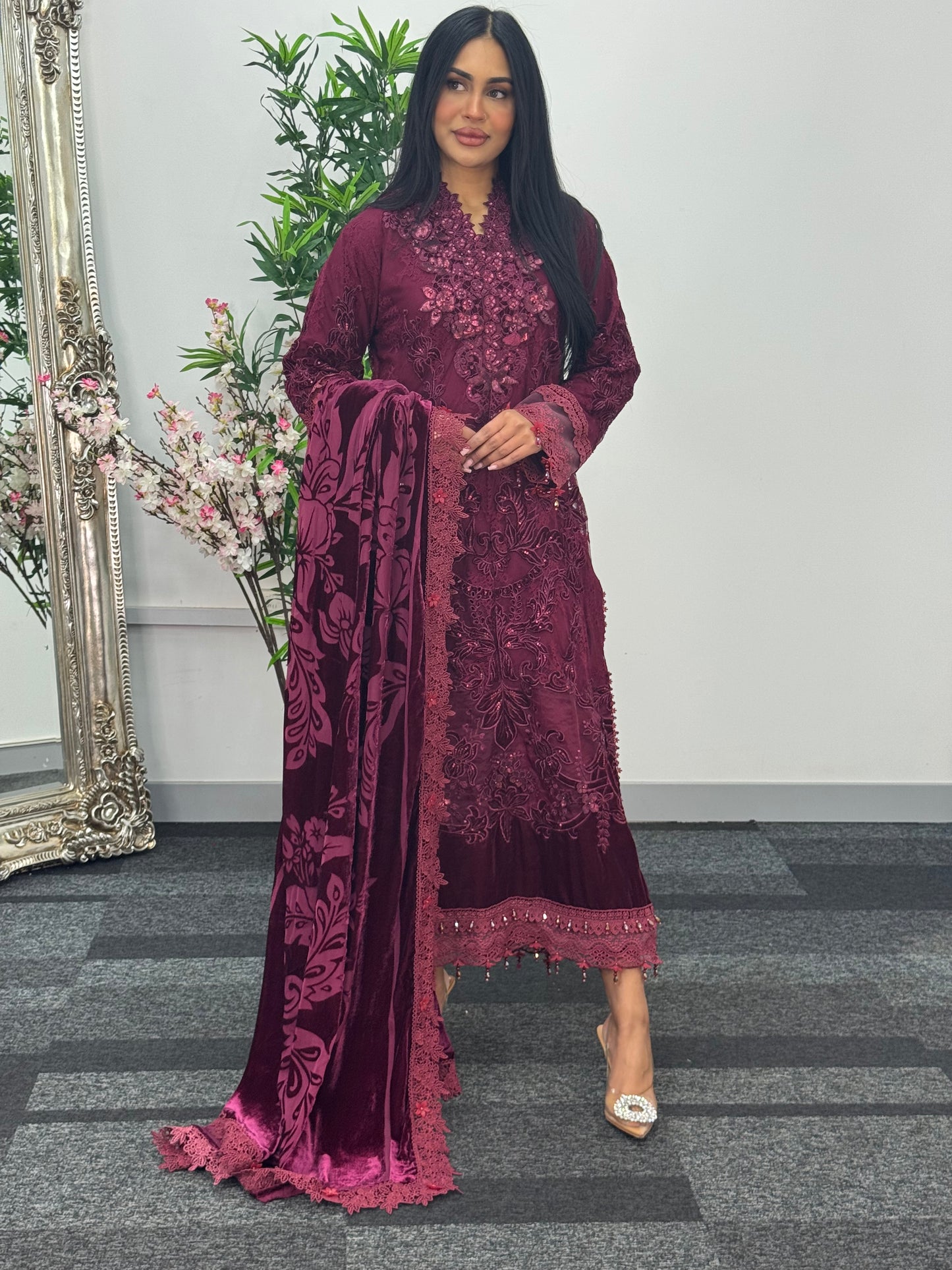 Maria B Luxury Velvet - Maroon