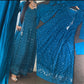 Teal Blue Chikankaari Maxi - Long Dress