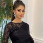 (Preorder 4  Weeks) Ruffled Sequin saree - Black Sari -