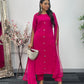 Hot Pink - Floor Length Sleeves - Chiffon Outfit - T