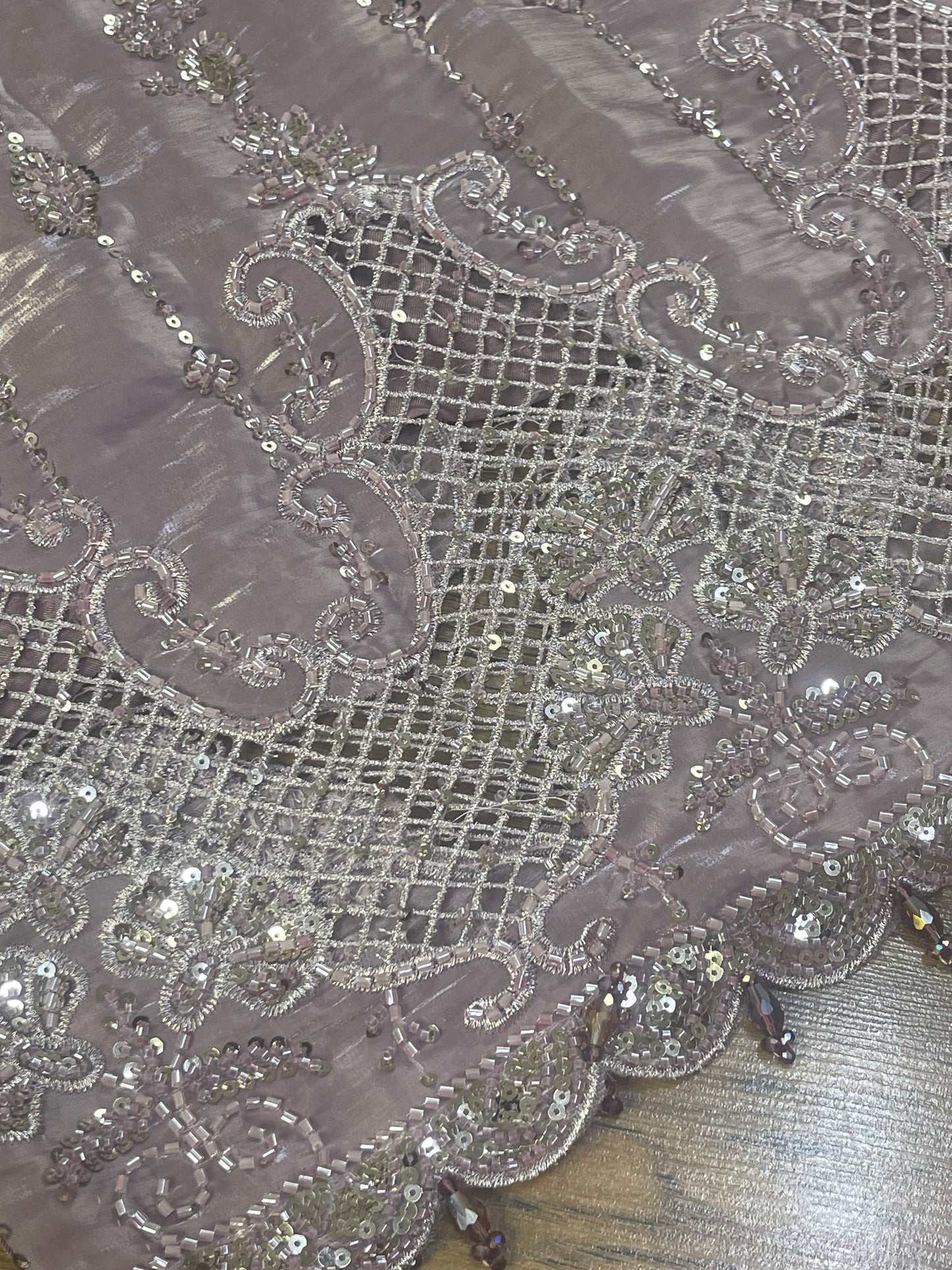 Tara - Korean Silk Cut Dana - Party Wear - CutWork - Pink - taara