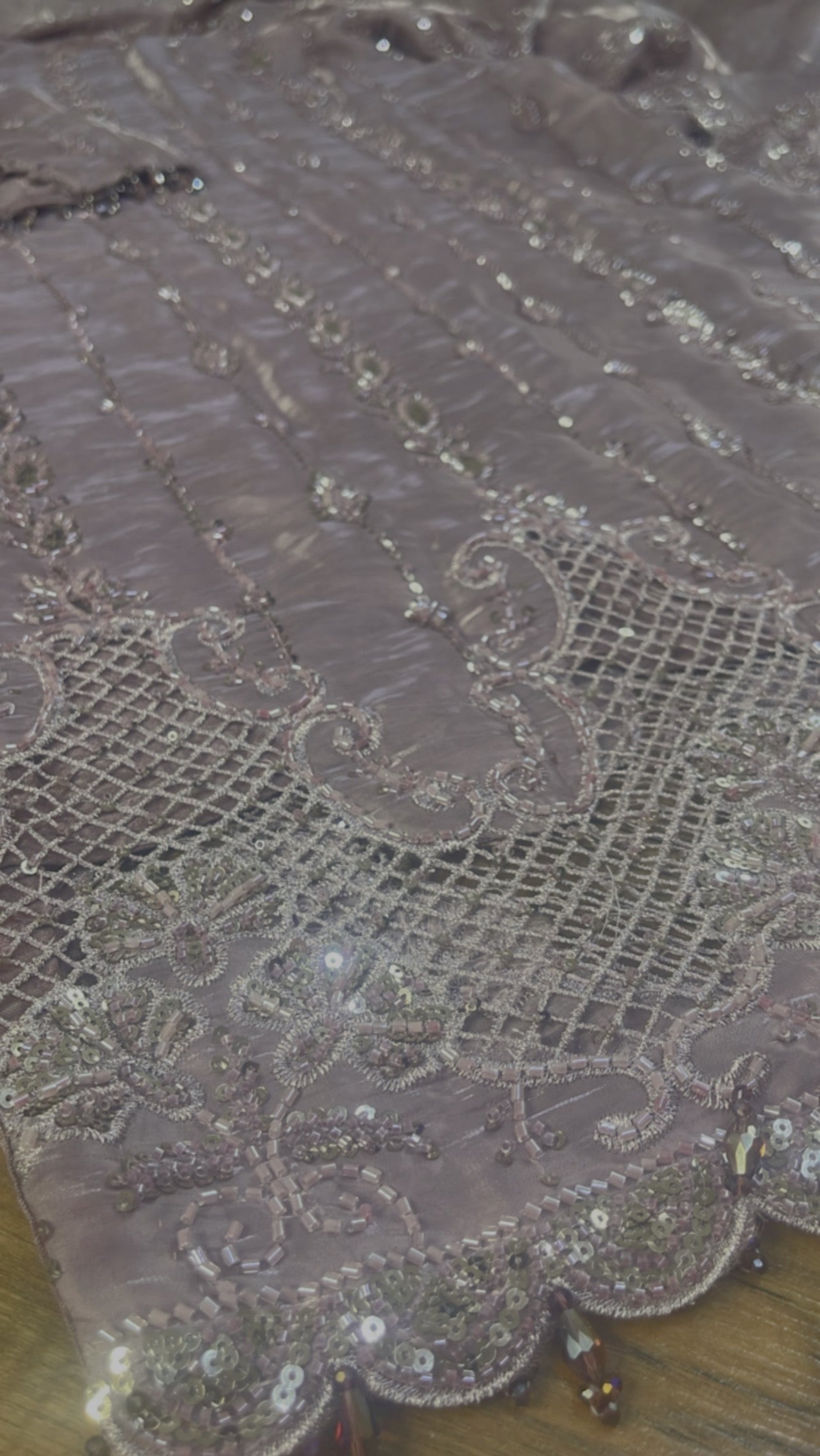 Tara - Korean Silk Cut Dana - Party Wear - CutWork - Pink - taara