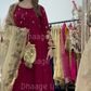 (Pre Order 3/4 Weeks) “GUL BANO” - Hand Painted Dupatta with Hand Work -Anarkali - Maroon Gold - Noor