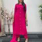 Hot Pink - Floor Length Sleeves - Chiffon Outfit - T