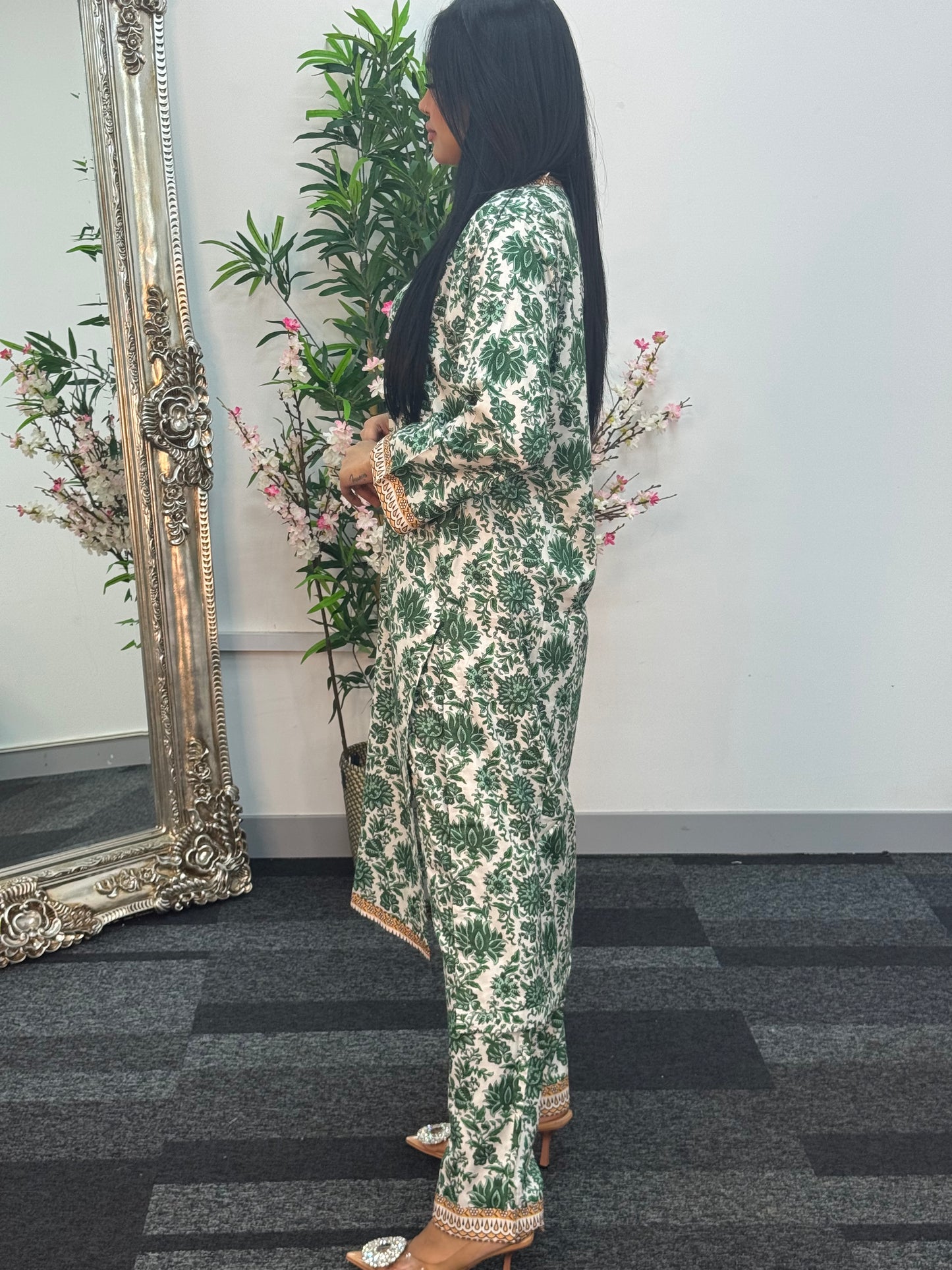 Daily Wear - 2 PC Printed Linen - Green