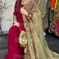 (Pre Order 3/4 Weeks) “GUL BANO” - Hand Painted Dupatta with Hand Work -Anarkali - Maroon Gold - Noor