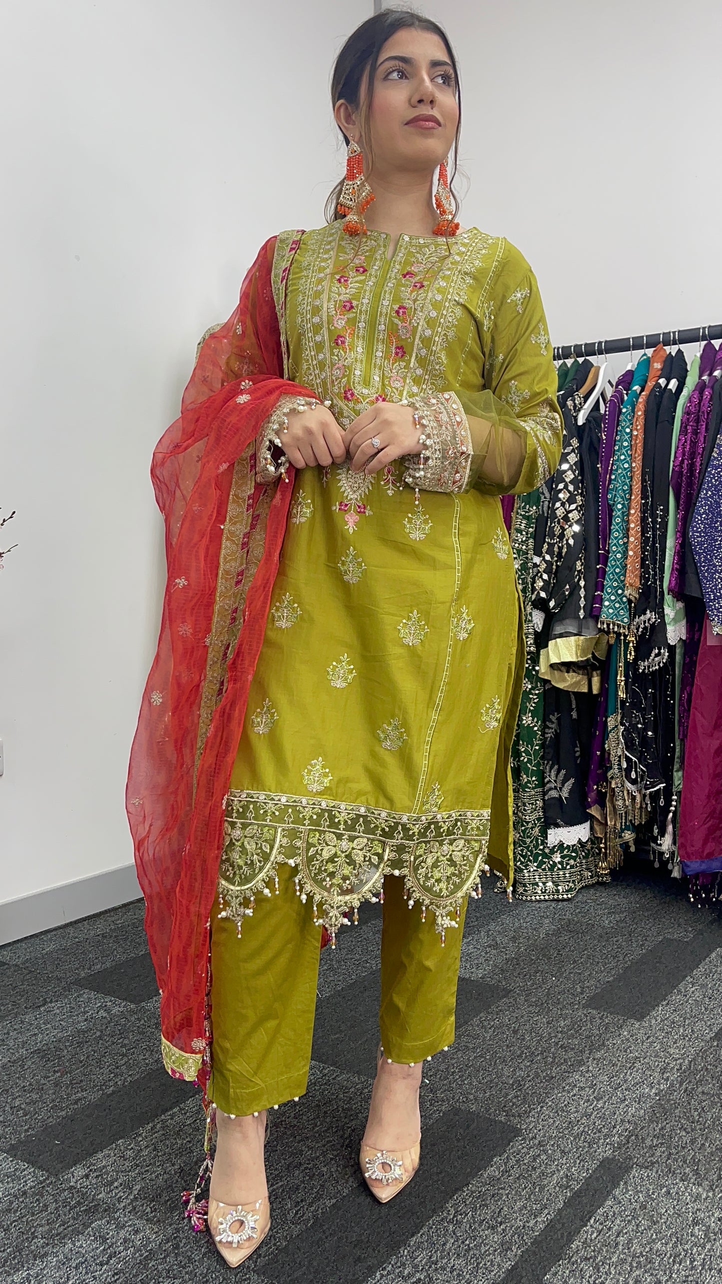 Shola _ Maria B inspired - Green & Orange -