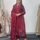 Tara - Korean Silk Cut Dana - Party Wear - CutWork - Maroon - taara