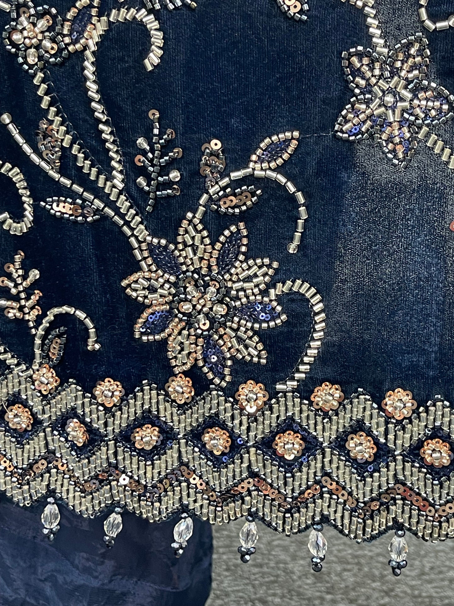 “Makhmal” Navy Velvet Cutdana -