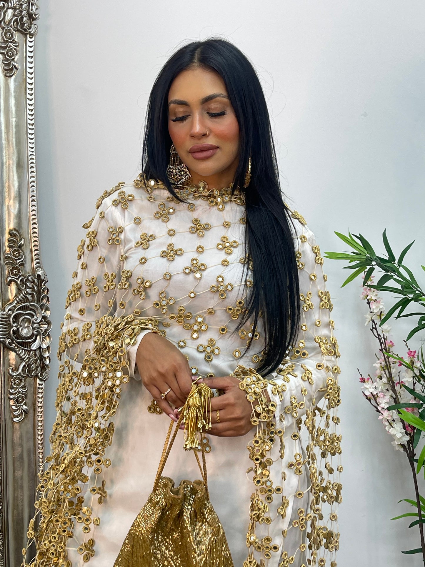 (Preorder 4-5 weeks) Posheeda Sheesh Dupatta with GARARA - Poshida Mirror Dupata -